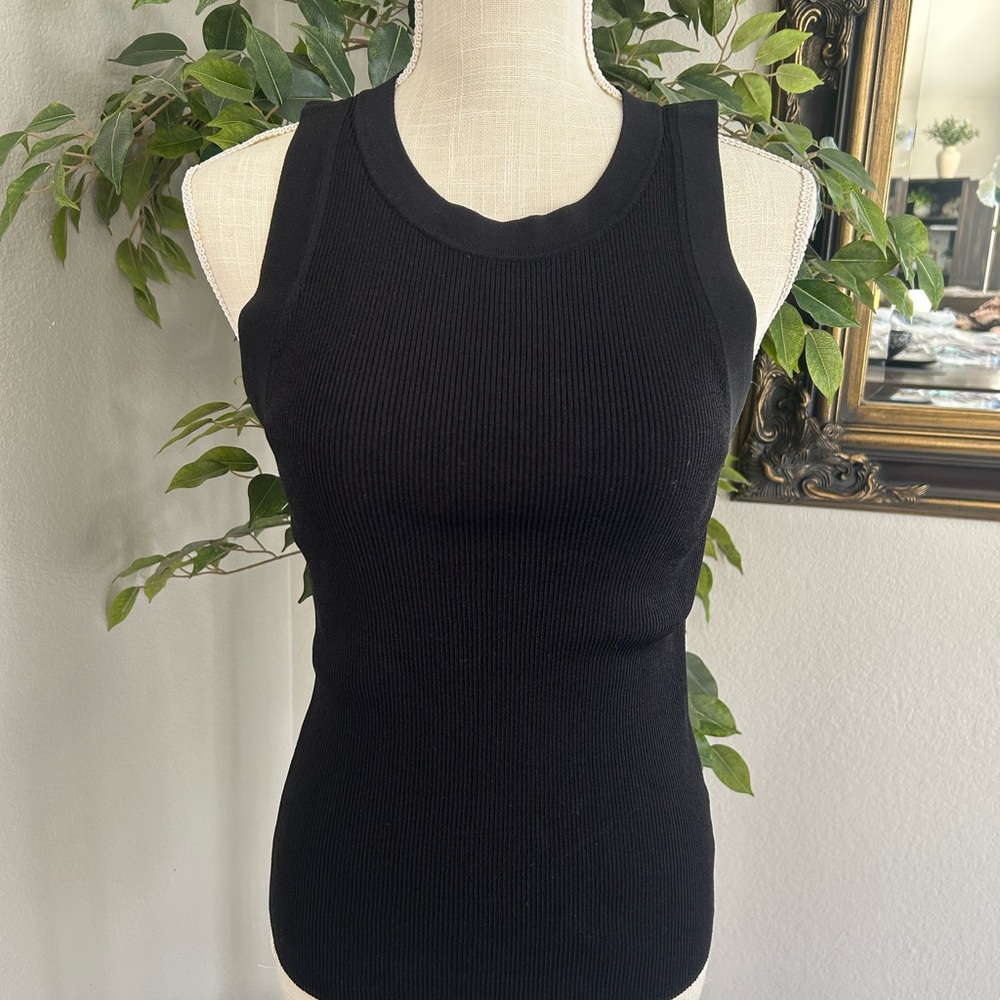 Michael Kors Black Ribbed Tank Top